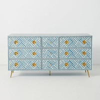 Commode personnalisée avec incrustations de nacre, meubles de chambre à coucher de luxe avec incrustations de nacre, coffre chic bohème avec incrustations de nacre