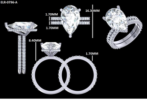 แหวนหมั้นเพชรทรงลูกแพร์ 5 กะรัต เพชรเลี้ยงในห้องปฏิบัติการ สำหรับผู้หญิง เครื่องประดับเพชร ทองคำแท้ 10K/14K สีขาว/สีเหลือง ชุดเครื่องประดับเจ้าสาว - Product Image 6