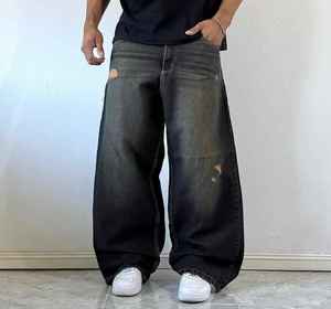 Jeans décontractés pour hommes, style streetwear, vintage, délavé, ample, unisexe, surdimensionné, en denim - Product Image 5