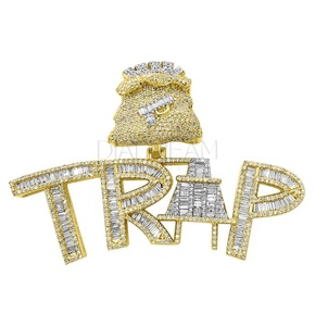 Personnalisé Argent Sterling 925 Style Hip Hop VVS Clarté Moissanite Diamants Plaqué Or Nombre Motif Fine Pendentifs Charmes Pendentif - Product Image 2