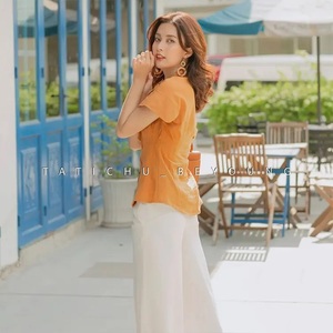 OEM Service Casual Women Tops Fashion Short Sleeve Solid Color Regular Turn-down Collar Blouses <b>T</b> <b>Shirt</b> Body Fit - Product Image 3