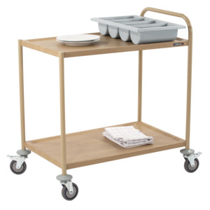 Carrito de Servicio de 2 Niveles con Asa y Acabado en Madera Sintética - Product Image 1
