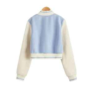 Hot Sale Women's Crop <b>Bomber</b> <b>Jacket</b> <b>Shearling</b> Fashion Letter Patch Design Breathable Knitted Coats for Outdoor Season 1990 - Product Image 5