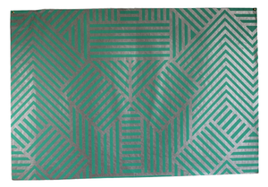 Wholesale Luxury <strong>Custom</strong> 100 GSM Recycled Cotton <strong>Paper</strong> <strong>Metallic</strong> Silver Zigzag Printed Stripes Green <strong>Color</strong> Handmade <strong>Paper</strong> Sheet - Product Image 3