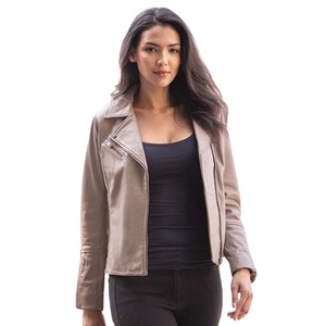 New Women Cow Skin Leather <b>Jacket</b> Zipper Regular Winter Black Slim Casual Motorcycle Knitted Coat - Product Image 1