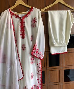 Ropa Islámica, Traje Gharara de Chifón Blanco para Mujer Pakistaní, Traje de Boutique para Eid, Ramadán, Fiesta, Moda Musulmana, Vestido Cosido - Product Image 4