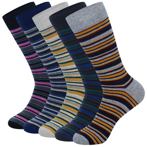Custom Logo Formal Dress Daily Work Cotton Striped <b>Sock</b> Crew Simple <b>Socks</b> for Men - Product Image 5