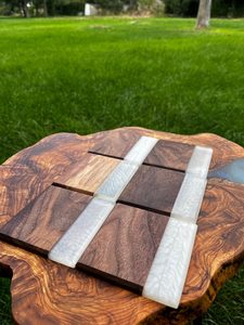 Sous-verres en bois et résine haut de gamme, sous-verres faits à la main polis avec fusion de tourbillons en résine de bois riche, sous-verres en pierre modernes - Product Image 6