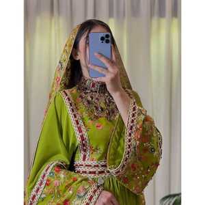 Afghan Women Dresses Long-<b>Sleeves</b> Breathable Afghani Party & Wedding Dress Patchwork <b>Lace</b> Zipper Decoration - Product Image 5