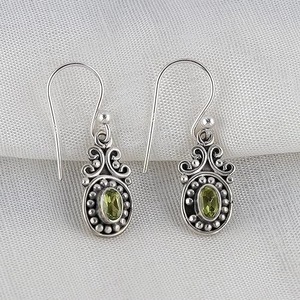 Pendientes de piedras preciosas de peridoto 925 Plata de ley sólida otra forma mujeres niñas pendientes de gota chapado en oro joyería de moda - Product Image 3