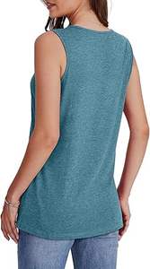 Débardeurs pour femmes coupe ample été hauts col en V sans manches réservoirs pour courir Fitness sport gymnastique et vêtements de tous les jours débardeur - Product Image 2