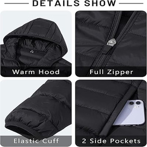 Blouson matelassé homme grande taille coupe-vent en toile à col montant avec logo frontal, séchage rapide et respirant, style urbain, vente en gros - Product Image 5