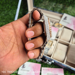 นาฬิกาข้อมือหรูหราประดับเพชรโมอิสซาไนต์เต็มหน้าปัด สีโรสโกลด์ เงิน สแตนเลส หน้าปัดโรมัน แสดงวันที่ ระบบควอตซ์ ขายส่ง - Product Image 5