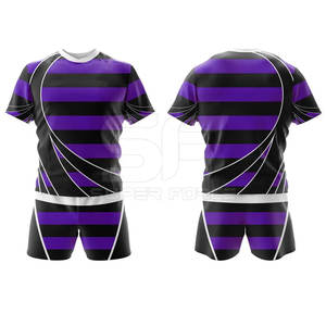 Ensemble maillot et short de rugby à logo personnalisé pour l'entraînement et les matchs de tournoi, uniforme de rugby à usage intensif - Product Image 3