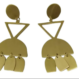 Boucles d'oreilles en laiton faites à la main - vente en gros - design personnalisé - bijoux pour femmes - vente chaude - Product Image 1