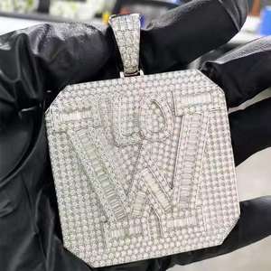 Pendentif Moissanite Personnalisé Luxe Iced-Out avec Coupe Brillante 12 Carats en Argent 925 Plaqué Or 18K – Bijoux Hip Hop Premium - Product Image 1