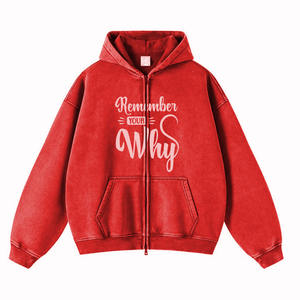 Sweat à capuche personnalisé lavé à l'acide pour garçons fermeture éclair grande taille à manches longues sérigraphié logo sweats à capuche à la mode pour adulte - Product Image 4