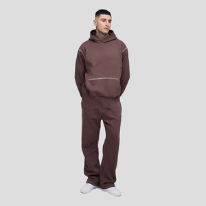 2025 New Design <b>Tracksuit</b> Heavy Weight 100% Cotton Puff Printing Logo Oversized Stacked Trouser and Hoodie Winter <b>Tracksuit</b> - Product Image 1