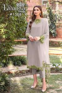 Tunique stylisée de créateur Embrdry classique avec coupe travaillée Kurti Paird élégant avec manches embrsèches glamour et pantalon avec Dupatta - Product Image 3