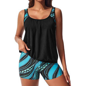 Conjunto de 2 Piezas de Top y Shorts de Baño para Mujer con Logotipo Frontal, Tela Ligera y Transpirable, Secado Rápido, Ajuste Cómodo para Uso en Piscina o Resort - Product Image 1