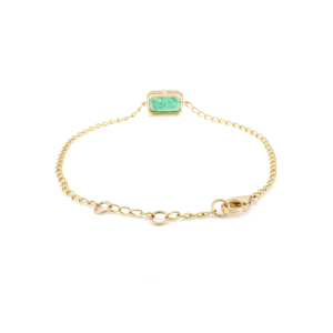 คอลเลกชันแฮนด์เมดที่ออกแบบอย่างสวยงามของสร้อยข้อมือแปดเหลี่ยมธรรมชาติมรกตเชื่อมโยงกับสร้อยข้อมือทอง18K แข็งสีเหลือง - Product Image 3