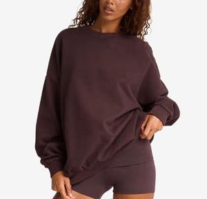 Custom Embroidered Drop Shoulder Blank Plain Heavy Weight Pullover 100% Cotton Fleece <b>Women</b> Oversized Mockneck <b>Sweatshirts</b> - Product Image 2