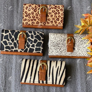 ใหม่กระเป๋าสตางค์ผู้หญิงทำจากผมแท้แบบซ่อนกระเป๋าสตางค์หนังแบบพับสองชั้นมีซิปกระเป๋าคลัทช์พิมพ์ลายสัตว์ขนสัตว์ - Product Image 3