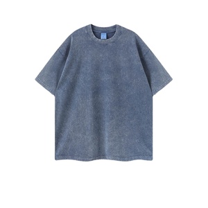 Por encargo de los hombres de gran tamaño suelta gota hombro diseñador pesado Vintage ácido lavado camiseta con patrón de impresión - Product Image 4