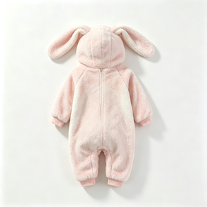 Combinaison bébé en peluche rose personnalisée, combinaison à capuche en polaire, costume de lapin pour nouveau-né, combinaison de neige en peluche douce pour bébé - Product Image 3