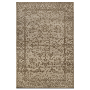 Aprezo Floral Wool <b>Rug</b> Beige Brown Hand Knotted for Home for Living Hallway Entryway Rectangle Puzzle Abstract Pattern-Lca-6013 - Product Image 1