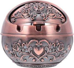 Cenicero para cigarrillos con tapa, Cenicero de Metal a prueba de viento Vintage para coche, oficina, sala de estar, exterior, interior, regalo elegante para fumadores - Product Image 4