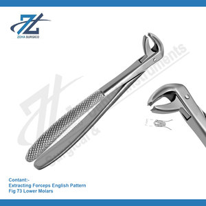 Fórceps de extracción Fig 73 Molares inferiores Extracción de dientes Fórceps quirúrgicos Patrón inglés Juego dental Instrumento quirúrgico Pakistán - Product Image 2