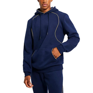 Men Activewear Piping <b>detail</b> man tracksuit hooded sweatsuit hoodies two piece clothing custom track suit jogger set men - Product Image 2