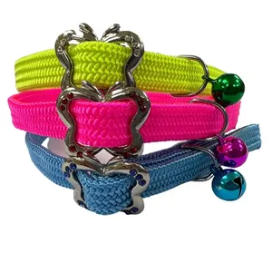 Collier élastique réglable en nylon tressé de 10mm avec option personnalisée et plus de 5 couleurs disponibles pour les chats - Product Image 1