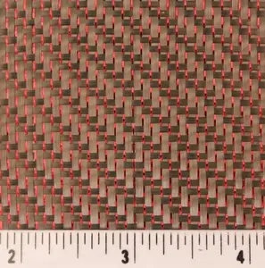 carbon fiber fabric with red metallic thread