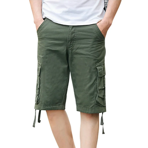 Shorts cargo pour hommes en coton 100% décontractés à la vente chaude avec plusieurs poches respirantes à séchage rapide noir uni - Product Image 3