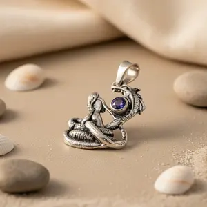 925 Sterling Silver <b>Dragon</b> Pendant with Blue Gemstone Rhodium Plated Rose Gold Ruby Main Stone Chic Charm for Women - Product Image 2