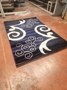 Alfombra Adiva Moderna Abstracta Rectangular con Patrón de Remolinos en Blanco y Negro, de Algodón Tufted, Antideslizante, con Base de Yute, Resistente a las Manchas, Pelo Medio - Product Image 2