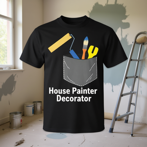 T-shirt pour peintre et décorateur, coupe classique pour adulte, avec poche, fournitures artisanales - Product Image 3