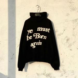 Sweat-shirt à capuche unisexe surdimensionné en coton polaire noir avec fermeture éclair et sweat-shirt - Product Image 4