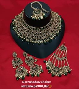 Designer Antique Handmade CZ Studded Thread Work Patwa Indian Necklaces Earrings & Head Wear For Womens & <b>Girl</b> <b>Jewellery</b> <b>Sets</b> - Product Image 1
