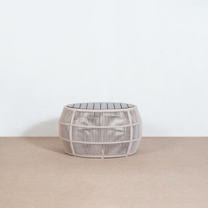 Modern Contemporary Solid <b>Wood</b> Coffee <b>Table</b> Round Shape with Rope in Brown Adjustable Height & Durable for Living Room Furniture - Product Image 3