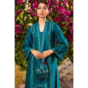 Ensemble chemise et dupatta en satin à manches longues et col en V Sparrow élégant pour le printemps/été, respectueux de l'environnement - Product Image 2