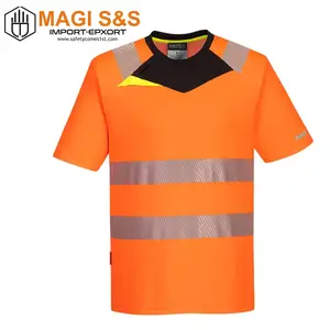 Factory Wholesale Short Sleeve Reflective Safety Cotton Polo Shirt High Visibility Security Work Wear T Shirt