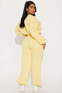 Ensemble jogging deux pièces pour femmes, respirant, écologique, coupe ample, sweat-shirt long, pantalon évasé taille haute, vêtements de sport décontractés - Product Image 3