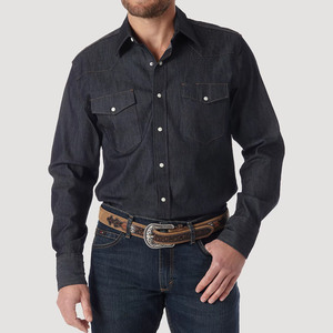 Vêtements travail chemise brodée moderne bouton pression soudage Vintage moderne rodéo sergé travail pour les gars chemise occidentale - Product Image 4