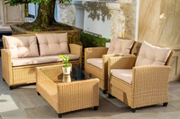 Ensemble de salon Mora en rotin tressé, mobilier moderne pour restaurant extérieur, tabourets, chaises, coussin de table 5 cm/230 g, Vietnam