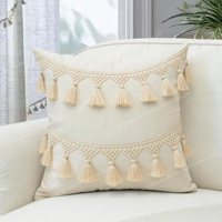 Personnalisé pas cher maroc bohème maison canapé décoratif jeter taie d'oreiller housse de coussin 45x45 avec glands