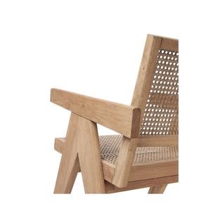 Fauteuil de salle à manger en rotin tressé à la main, style Mid-Century Modern, avec structure en bois massif, assise et dossier en rotin naturel, pour maison, villa, salon - Product Image 4