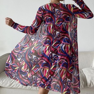 Ensemble de maillot de bain trois pièces pour femmes européennes et américaines, imprimé lettres, taille haute, manches longues, avec fente - Product Image 2